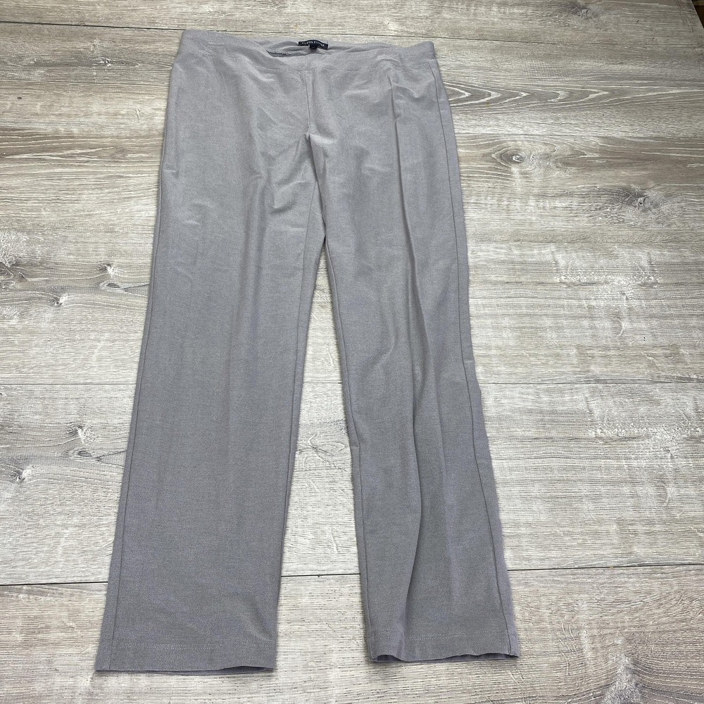 Eileen Fisher Dress Pants Womens Medium Gray Knit Pull On Straight Leg USA